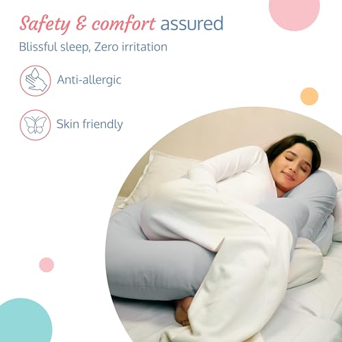 LuvLap Maternity Pillow for Pregnancy Sleeping, Maternity Pillow for Pregnant Women, C-Shaped Pillow, Full Body Pillow, Washable Cover, Ideal for Pregnant Women &amp; Nursing Moms (Grey) (FROM INDIA SAB) - View 2 of 4