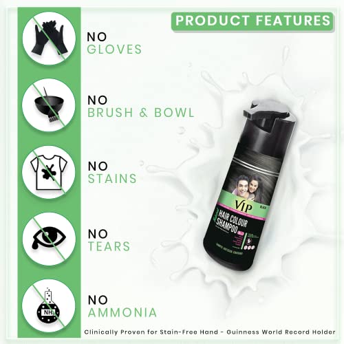 VIP Hair Color Shampoo, Black, 400ml for Men and Women - Family Pack (FROM INDIA SAB) - View 4 of 4