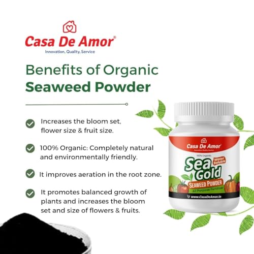 Casa De Amor Sea Gold Organic Seaweed Extract Powder | Water Soluble Concentrate Powder | All Purpose Fertilizer and Plant Growth Booster (100 gm) (FROM INDIA)NUZ - View 7 of 8