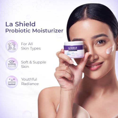 La Shield Probiotic Moisturizer Face Cream | 72 HR Hydration | Soft &amp; Supple Skin | For Dry Skin, Normal Skin, Oily Skin &amp; Sensitive Skin | Quick Absorption I Repairs UV Damage | Dermatologically Tested I 50g (FROM INDIA SAB) - View 2 of 3