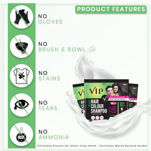 VIP Hair Colour Shampoo, 40ml (Black, Pack of 3) | No Ammonia | Enriched With Pearl Extract | Natural Black (FROM INDIA SAB) - View 3 of 3