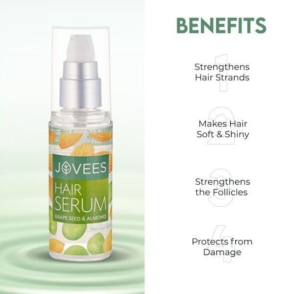 Jovees Herbal Hair Serum Grape Seed and Almond | For Frizzy Hair | Prevents Hairfall | For Men &amp; Women | (60ml)(FROM INDIA)JEZ - View 3 of 3