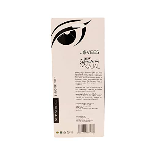 Jovees Herbal New Signature Kajal With Extra Smooth Tip, 3 gms | Herbal Kohl | Smudge Free | Lasts Upto 6 Hours | Deepest Black - View 3 of 3