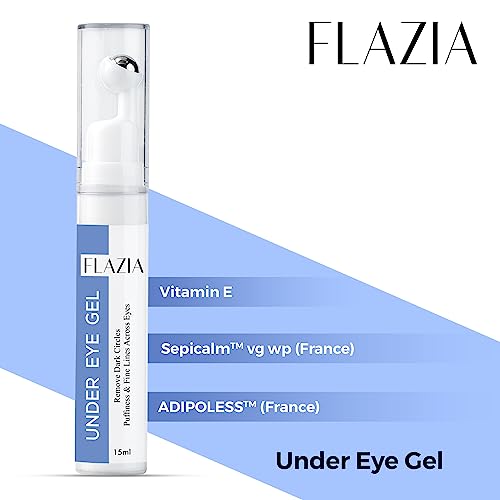 FLAZIA Hydrating Natural Under Eye Cream Gel With Cooling Massage Roller To Reduce Dark Circles, Puffy Eyes, Wrinkles &amp; Removal of Fine Lines for Women &amp; Men (15gm) Pack of 2 (FROM INDIA SAB) - View 2 of 4