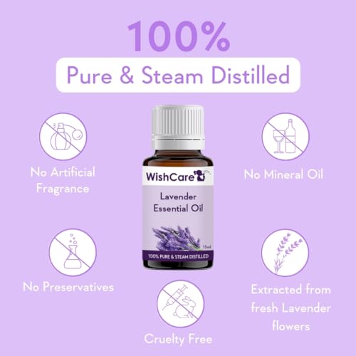 WishCare Lavender Essential Oil for Healthy Hair, Skin, Sleep - 100% Pure, Natural and Undiluted - 15ML(FROM INDIA)JEZ - View 3 of 3