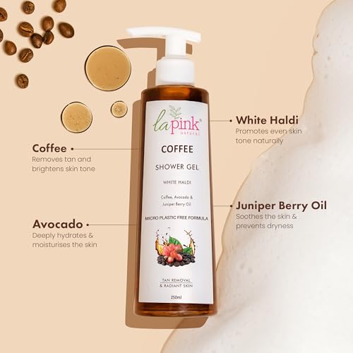 La Pink Coffee Shower Gel with White Haldi &amp; Avocado | For Tan Removal and Radiant Skin | 100% Microplastic Free Formulation, 250 ML (FROM INDIA SAB) - View 3 of 4