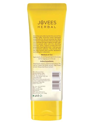Jovees Herbal Sun Derma Care Lotion SPF 50 PA+++ Broad Spectrum | Oil Free | Quick Absorption | Lightweight |UVA &amp; UVB Protection | For oily and sensitive skin | Paraben And Alcohol Free | 100ML(FROM INDIA)JEZ - View 2 of 4