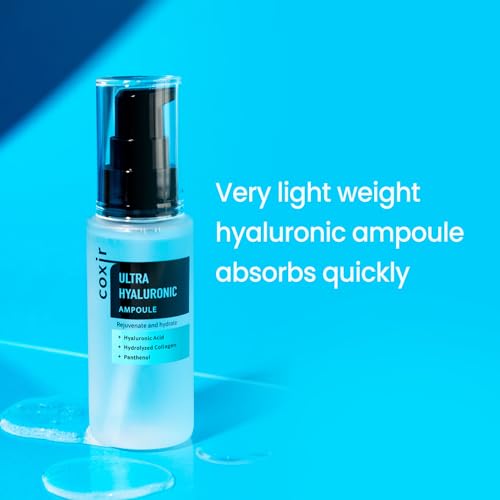 [Coxir] Ultra Hyaluronic Ampoule 50ml(1.69 fl.oz.)|40% of Hyaluronic acid, Collagen, Cica, Vitamin B5, | 100% Pure Hyaluronate | No fragrances, No paraben, Cruelty Free| Deep hydration for dehydrated skin - View 4 of 4