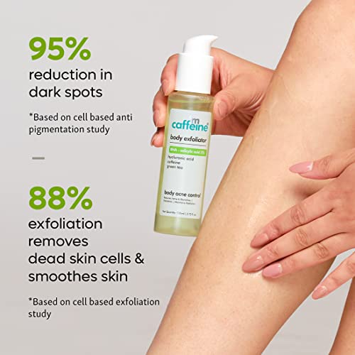 mCaffeine BHA-2% Salicylic Acid Body Exfoliator with Green Tea for Dark Spots &amp; Acne for both Women and Men | Reduces Pigmentation &amp; Blemishes | Exfoliates &amp; Maintains Hydration | For All Skin Types - 110ml - View 2 of 3
