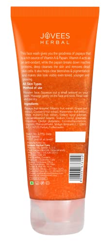 Jovees Herbal Papaya Face Wash For Women/Men | Brightening and Glowing Skin | Removes Pigmentation and Dark Spots | For All Skin Types 120ML(FROM INDIA)JEZ - View 3 of 3