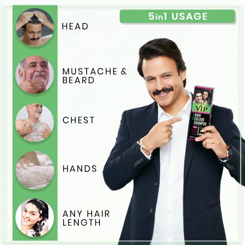 VIP Hair Color Shampoo, Black, 400ml for Men and Women - Family Pack (FROM INDIA SAB) - View 2 of 4