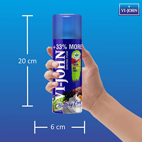 VI- JOHN Shaving Foam For Men, Fruit Fusion Shaving Foam With Goodness of Nature, Tea Tree Oil, Vitamin E Enriched and Anti- Bacterial Formula (400gm Each- Pack of 2) (FROM INDIA SAB) - View 3 of 3