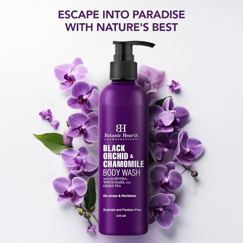 Botanic Hearth Black Orchid &amp; Chamomile Body Wash with Aloe Vera, Witch Hazel &amp; Green Tea | Leaves you Stress Free &amp; Revitalized | Sulphate &amp; Paraben Free | Shower Gel for Men and Women | 245ml - View 2 of 4