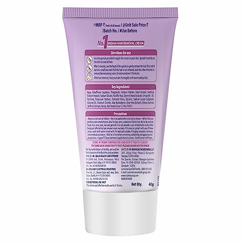 VI-JOHN Feather Touch Saffron &amp; Honey Hair Removal Cream, for Dry Skin, Suitable for Legs, Underarms, Bikini Line, Arms - 40g (FROM INDIA SAB) - View 3 of 3