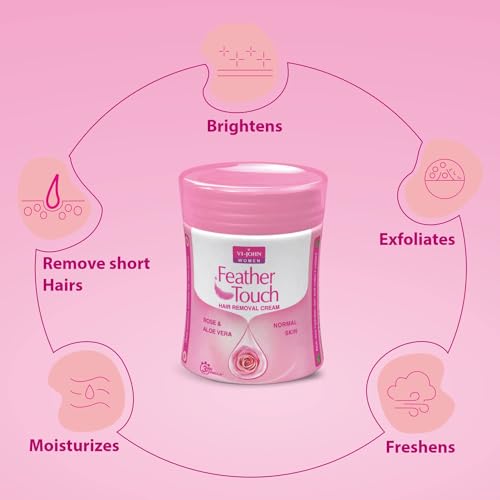 VI JOHN Feather Touch (Jar) Rose &amp; Aloevera Hair Removal Cream, for Sensitive Skin,| Suitable for Legs, Underarms, Bikini Line, Arms | - (40g) Pack of (2) (FROM INDIA SAB) - View 2 of 3