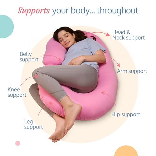LuvLap Maternity Pillow for Pregnancy Sleeping, Maternity Pillow for Pregnant Women, C-Shaped Pillow, Full Body Pillow, Washable Cover, Ideal for Pregnant Women &amp; Nursing Moms (Deep Pink) (FROM INDIA SAB) - View 3 of 3