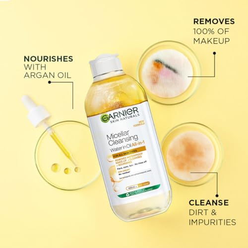 Garnier Micellar Cleansing Water in Oil - Removes Waterproof Makeup - Suitable For All Skin Types, Dermatologically Tested, Vegan, For Men and Women, Remove 100% Dirt, Pollution, Make Up, 125ml FROM INDIA (SAM) - View 3 of 3