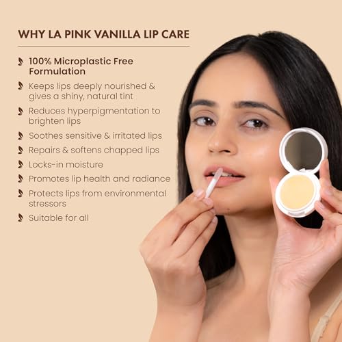 La Pink Vanilla Lip Balm with Shea &amp; Kokum Butter | Nourished &amp; Soft Lips | 100% Microplastic Free Formulation | 15 gms (FROM INDIA SAB) - View 2 of 3