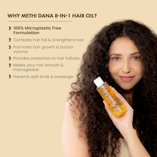 La Pink Methi Dana 8-in-1 Hair Oil with Hibiscus &amp; Onion | Hair Fall Control &amp; Hair Growth | 100% Microplastic Free Formula | All Hair Types | 150ml (FROM INDIA SAB) - View 2 of 4