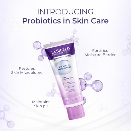 La Shield Probiotic Moisturizing lotion | Intense Body Lotion | 72 HR Hydration | Soft &amp; Supple skin |For Dry Skin, Normal Skin, Oily Skin &amp; Sensitive Skin |Quick Absorption I Repairs UV Damage | Dermatologically Tested I 100ml (FROM INDIA SAB) - View 3 of 3