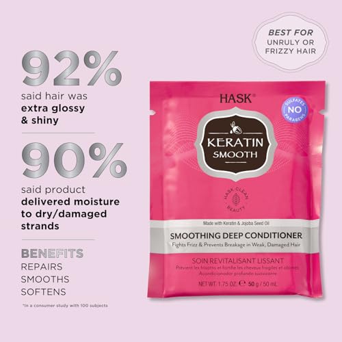 HASK Keratin Protein Smoothing Deep Conditioner Treatment Pack - 50 gm | Fights Frizz &amp; Prevents Breakage | For Damage Weak Hair Type(FROM INDIA)JEZ - View 2 of 3