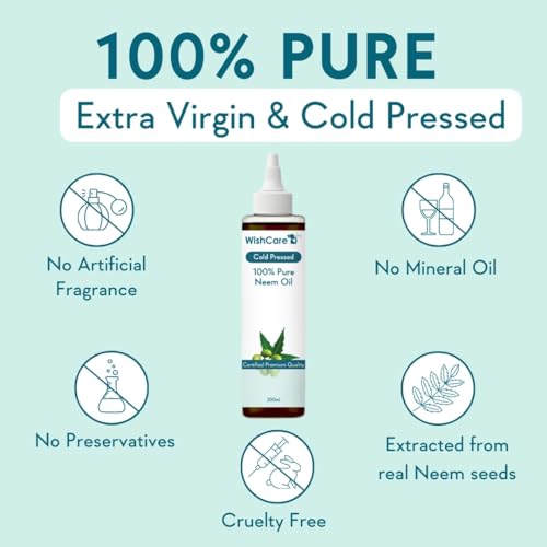 WishCare Cold Pressed Neem Oil - 100% Pure Wild Crafted - for Skin &amp; Hair, 200 ml(FROM INDIA)JEZ - View 2 of 2
