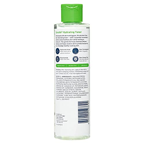 CeraVe Hydrating Toner for Face Non-Alcoholic with Hyaluronic Acid, Niacinamide, and Ceramides for Sensitive Dry Skin, Fragrance-Free Non Comedogenic, Full Size, 6.8 Fl Oz - View 2 of 2