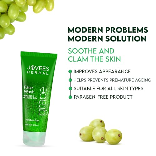 Jovees Herbal Grape Face Wash With Grape Seed &amp; Orange Peel Extracts | For Brighter &amp; Glowing Skin | Reduces Uneven Skin Tone &amp; Fine Lines | For All Skin Types 120 ML - View 3 of 3