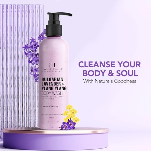 Botanic Hearth Bulgarian Lavender &amp; Ylang Ylang Body Wash with Vitamin E, Sage Leaf Extracts | Calming &amp; Relaxing | Sulphate &amp; Paraben Free | Shower Gel for Men and Women | 245ml - View 3 of 4