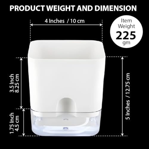 Casa De Amor Self Watering Pots (Pack of 4) for Indoor Plants | Home Decor, Living Room, Kitchen, Bedroom, Table Top, Office, Gifting | Plants not Included (White) (FROM INDIA)NUZ - View 6 of 6