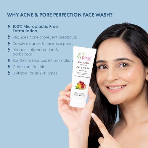 La Pink Acne &amp; Pore Perfection Face Wash with White Haldi &amp; Green Tea | For Acne Reduction &amp; Even Skin Tone | 100% Microplastic Free &amp; 100% Soap Free Formula | All Skin Types | 100ml (FROM INDIA SAB) - View 3 of 3