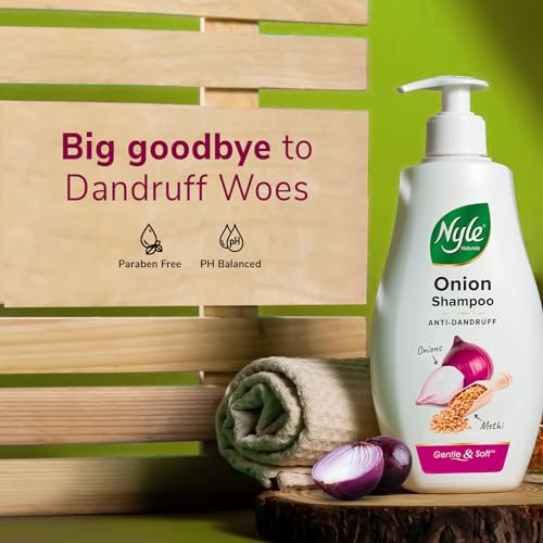Nyle Naturals Onion Anti-Dandruff Shampoo, With Onion and Fenugreek, Gentle &amp; Soft Shampoo, pH Balanced and Paraben Free, For Men and Women, 800ml (FROM INDIA)SAB - View 2 of 3