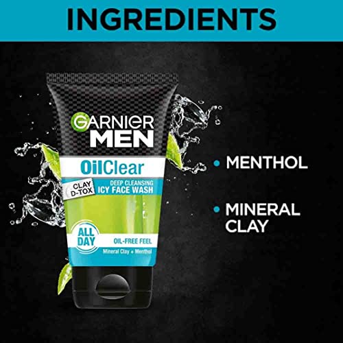 Garnier Men Oil Clear Deep Cleansing Face Wash, Mineral Clay and Menthol Deep Cleansing Face Wash for Oil Free Feels, Suitable for all Skin Types, 100g FROM INDIA (SAM) - View 3 of 3