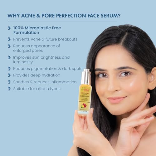 La Pink Acne &amp; Pore Perfection Face Serum with White Haldi &amp; Green Tea | Reduces Acne &amp; Evens Skin Tone | 100% Microplastic Free Formula | All Skin Types | 30ml (FROM INDIA SAB) - View 3 of 3