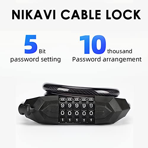 NIKAVI M3 Bicycle Lock Bicycle Five-Digit Code Lock Mountain Bike Color Wire Lock Security Anti-Theft (Black) (FROM INDIA SAB) - View 3 of 3