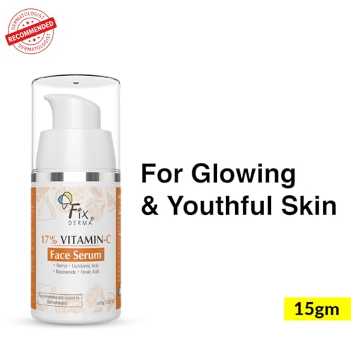 Fixderma 17% Vitamin C Face Serum for Glowing Skin | Retinol Face Serum | Skin Brightening Vit C Serum for Women and Men | Anti Aging Night Face Serum | Niacinamide Serum - 15g - View 2 of 4
