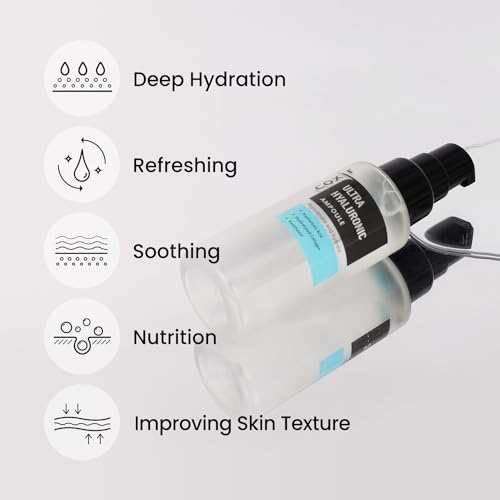 [Coxir] Ultra Hyaluronic Ampoule 50ml(1.69 fl.oz.)|40% of Hyaluronic acid, Collagen, Cica, Vitamin B5, | 100% Pure Hyaluronate | No fragrances, No paraben, Cruelty Free| Deep hydration for dehydrated skin - View 3 of 4