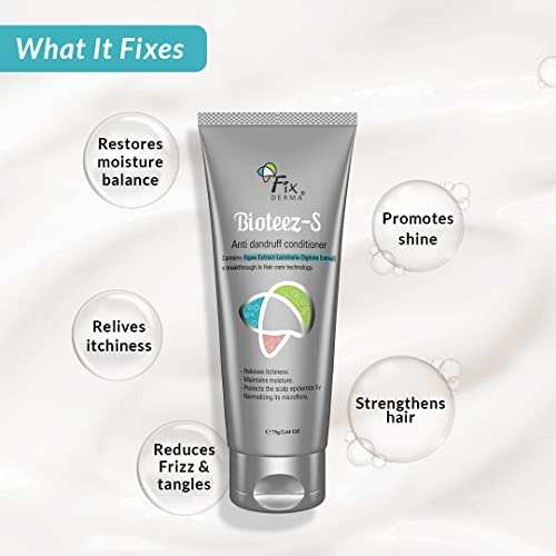 Fixderma Bioteez-S Conditioner with 1%w/w. Salicylic Acid | Reduces Dandruff | Nourishes hair | Soothes itchy scalp | Reduces hair frizz | Effective conditioner | Paraben &amp; Sulphate free | Makes shiny &amp; soft hair 75ml - View 3 of 4