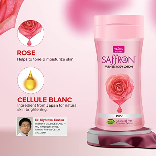 VI-JOHN Rose Saffron Fairness Body Lotion For Men &amp; Women | Enriched with Vitamin E, moisturizes skin upto 48 hour, Chemical Free Body Lotion 250ml -Pack of 2 (FROM INDIA SAB) - View 3 of 3