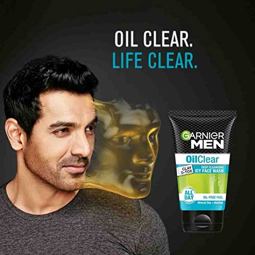 Garnier Men Oil Clear Deep Cleansing Face Wash, Mineral Clay and Menthol Deep Cleansing Face Wash for Oil Free Feels, Suitable for all Skin Types, 100g FROM INDIA (SAM) - View 2 of 3