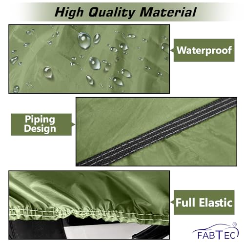 FABTEC Waterproof Car Cover for Tata Tiago Ultimate Protection-Mirror &amp; Antenna Pocket, Triple Stitched, Full Bottom Elastic (Olive Green with Black Piping) (FROM INDIA SAB) - View 2 of 3