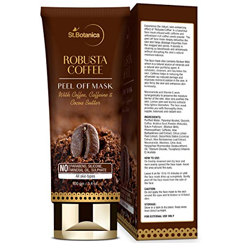 St.Botanica Robusta Coffee Peel Off Mask 100g Infused with Coffee, Caffeine And Cocoa Butter to Brighten &amp; Smoothen Skin | No Parabens &amp; Sulphates | Cruelty Free (FROM INDIA SAB) - View 2 of 2