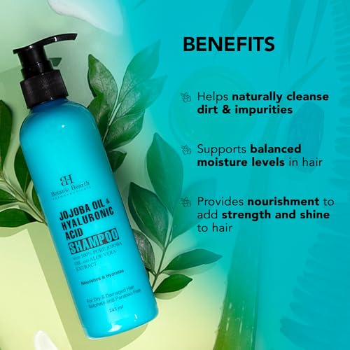 Botanic Hearth Jojoba&amp;Hyaluronic Acid Shampoo With 100% Pure Jojoba Oil&amp;Aloe Extracts|Hydrates Hair&amp;Adds Shine|For Dry&amp;Dehydrated Hair|Shampoo For Women And Men|Sulphate&amp;Paraben Free|245Ml, 227 Grams - View 2 of 3