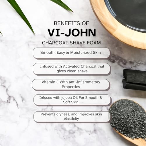 VI-JOHN Charcoal Shaving Foam Infused with Jojoba Oil For Soft, Clean &amp; smooth Shave 300gm (Pack of 1) (FROM INDIA SAB) - View 2 of 3