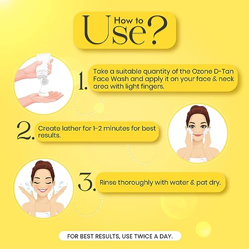 Ozone D-Tan Face Wash | Enriched with Arbutin, Bees Wax &amp; Lactic Acid | Detan Face Wash For Men &amp; Women | All Skin Types, Tan Removal, Deep Cleansing &amp; Healthy Skin | 100ml (FROM INDIA SAB) - View 3 of 3