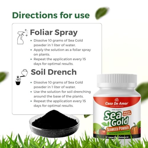 Casa De Amor Sea Gold Organic Seaweed Extract Powder | Water Soluble Concentrate Powder | All Purpose Fertilizer and Plant Growth Booster (100 gm) (FROM INDIA)NUZ - View 5 of 8
