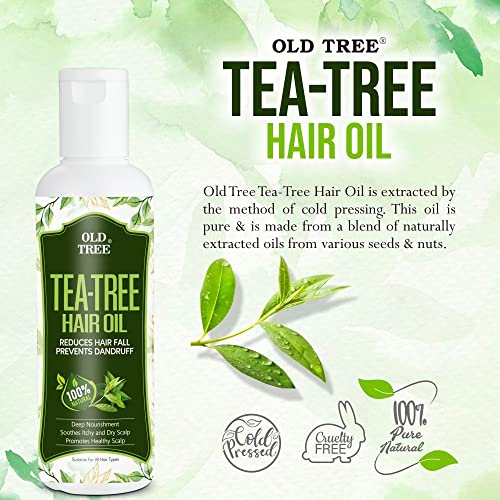 Old Tree Tea Tree Oil for Dry Hair &amp; Scalp - 100% Pure, Natural &amp; Undiluted - Deeply Moisturizing, Soothing &amp; Nourishing, for Itchy, Flaky Scalp - 200ml FROM INDIA (SAM) - View 3 of 3