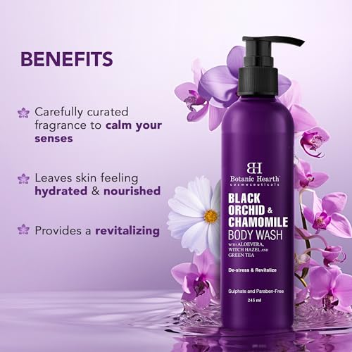 Botanic Hearth Black Orchid &amp; Chamomile Body Wash with Aloe Vera, Witch Hazel &amp; Green Tea | Leaves you Stress Free &amp; Revitalized | Sulphate &amp; Paraben Free | Shower Gel for Men and Women | 245ml - View 4 of 4