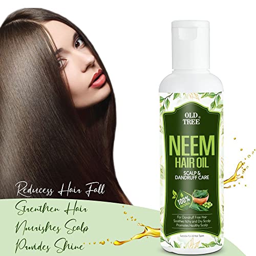 Old Tree Neem Hair Oil - 100% Natural, Organic, Nourishing &amp; Moisturizing, Promotes Hair Growth, Prevents Dandruff, Soothes Itchy Scalp, Suitable for All Hair Types - 200ml FROM INDIA (SAM) - View 3 of 3