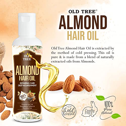 Old Tree Almond Hair Oil - 100% Pure, Natural &amp; Cold Pressed, Rich in Vitamin E, Moisturizes &amp; Conditions Hair, Promotes Hair Growth, Controls Hair Fall - 100ml FROM INDIA (SAM) - View 3 of 3